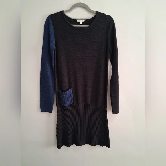 Lisa Todd Long Sleeve Assymetric Sweater Dress Chunky Knit Pocket Size Small - Picture 1 of 7